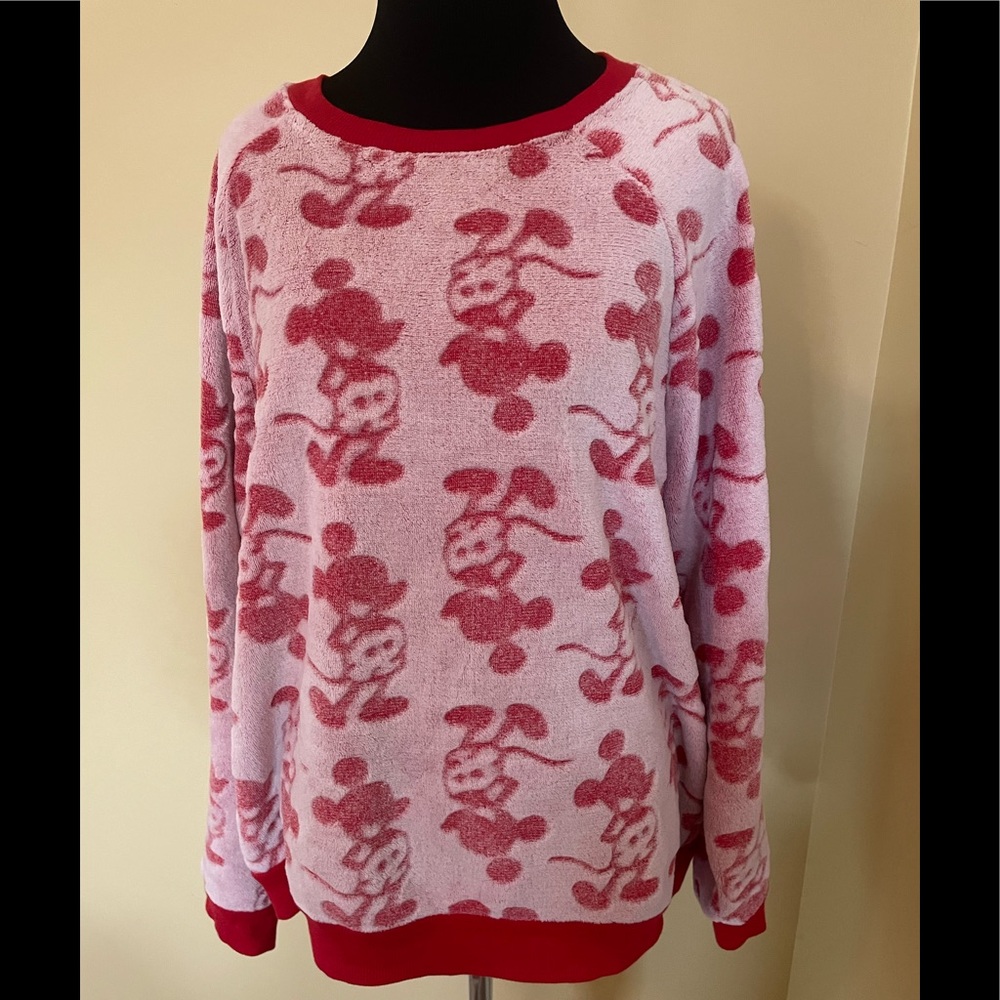 Disney Pink/Red Mickey Mouse Soft Fuzzy Sweatshirt